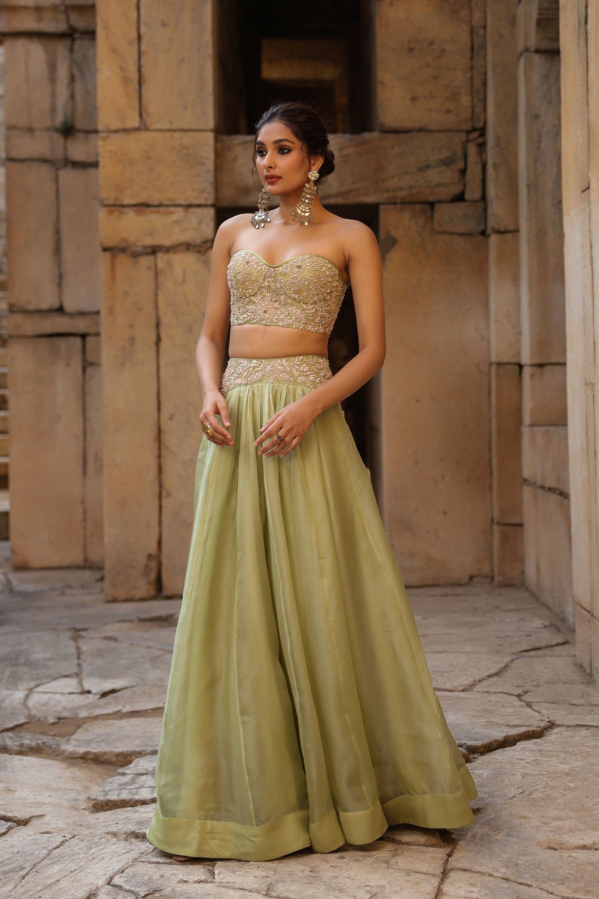 Vaayu Green Jacket Lehenga Set