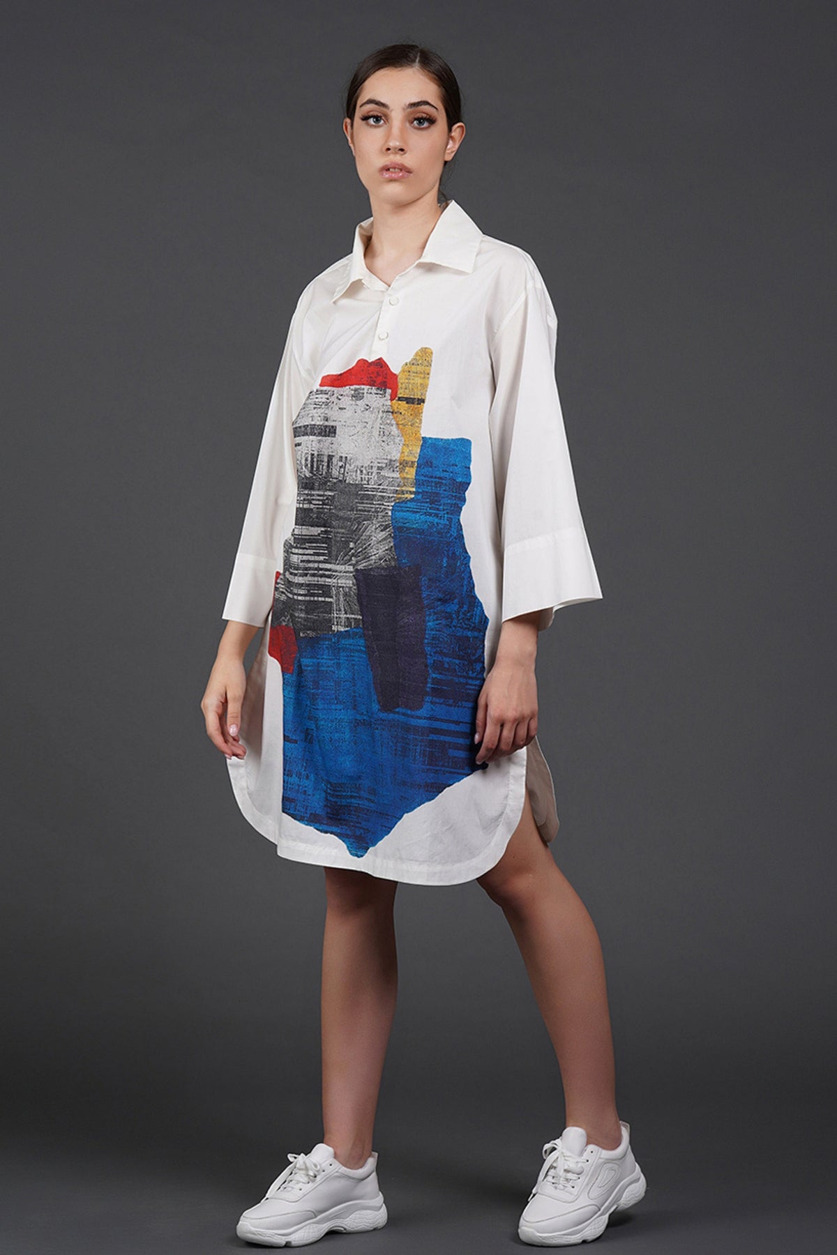 Offwhite Black &amp; Blue Digtal Print Shirt