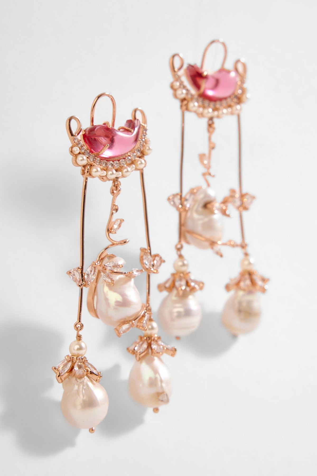 Le Cleo Dewdrop Earrings in Vintage Rose