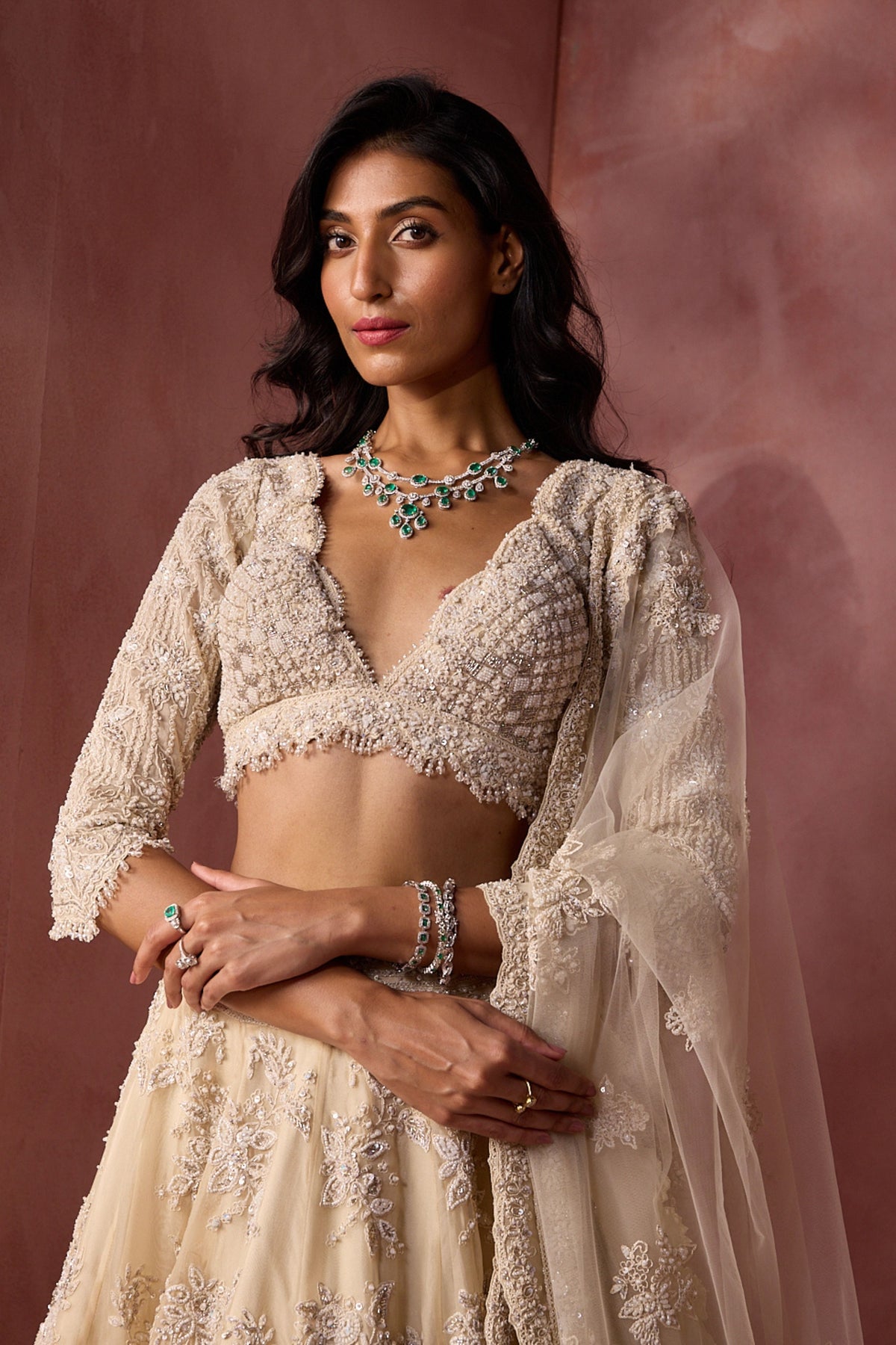 Ivory Organza lehenga Set