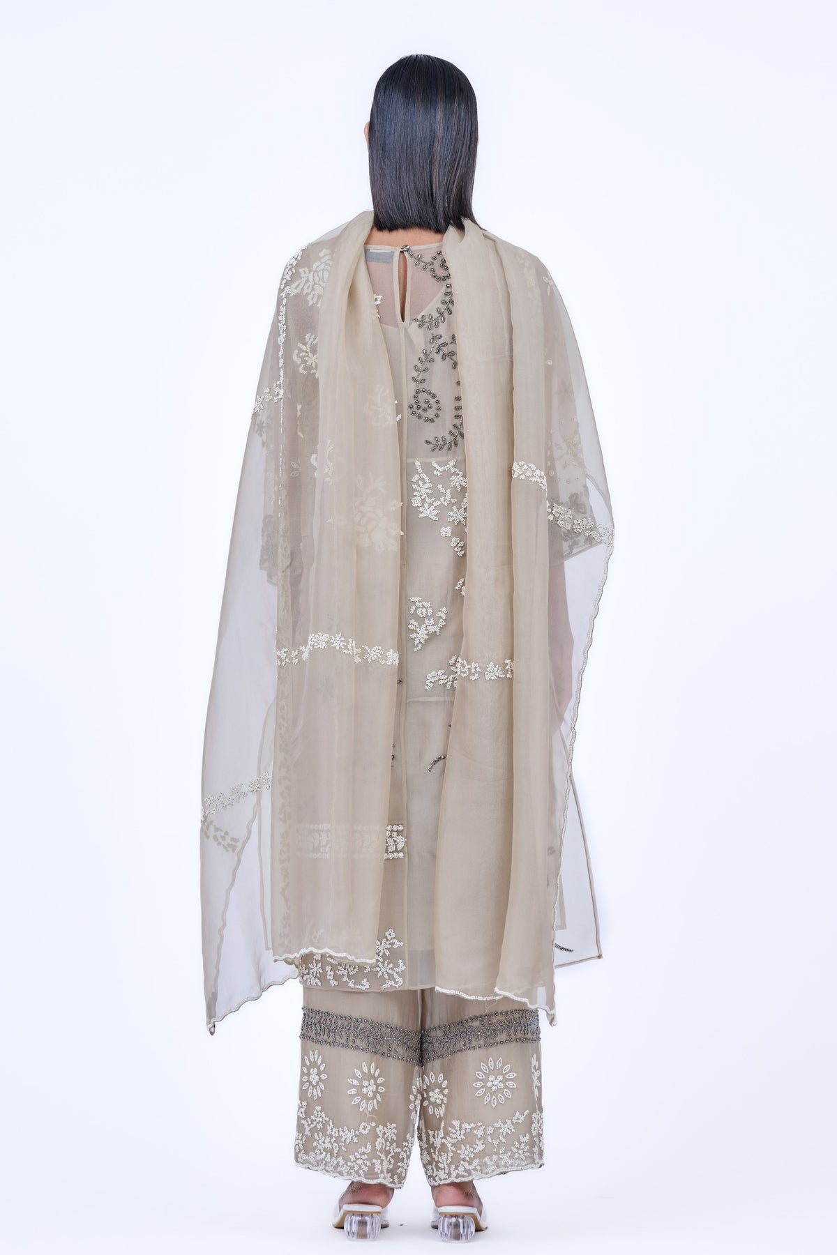 Silk Organza Ecru Dupatta