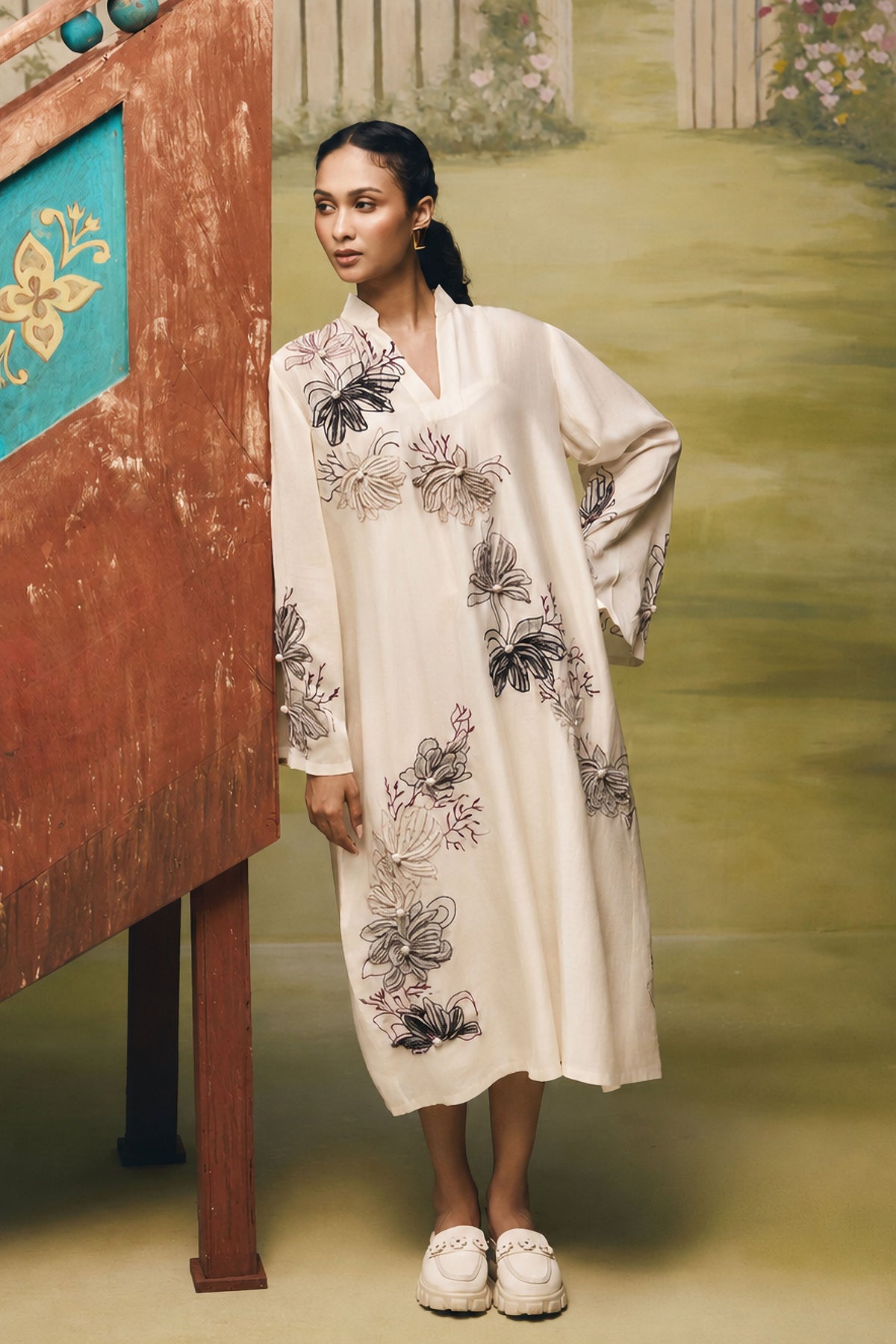 Fleur Ink Sketch Column Dress
