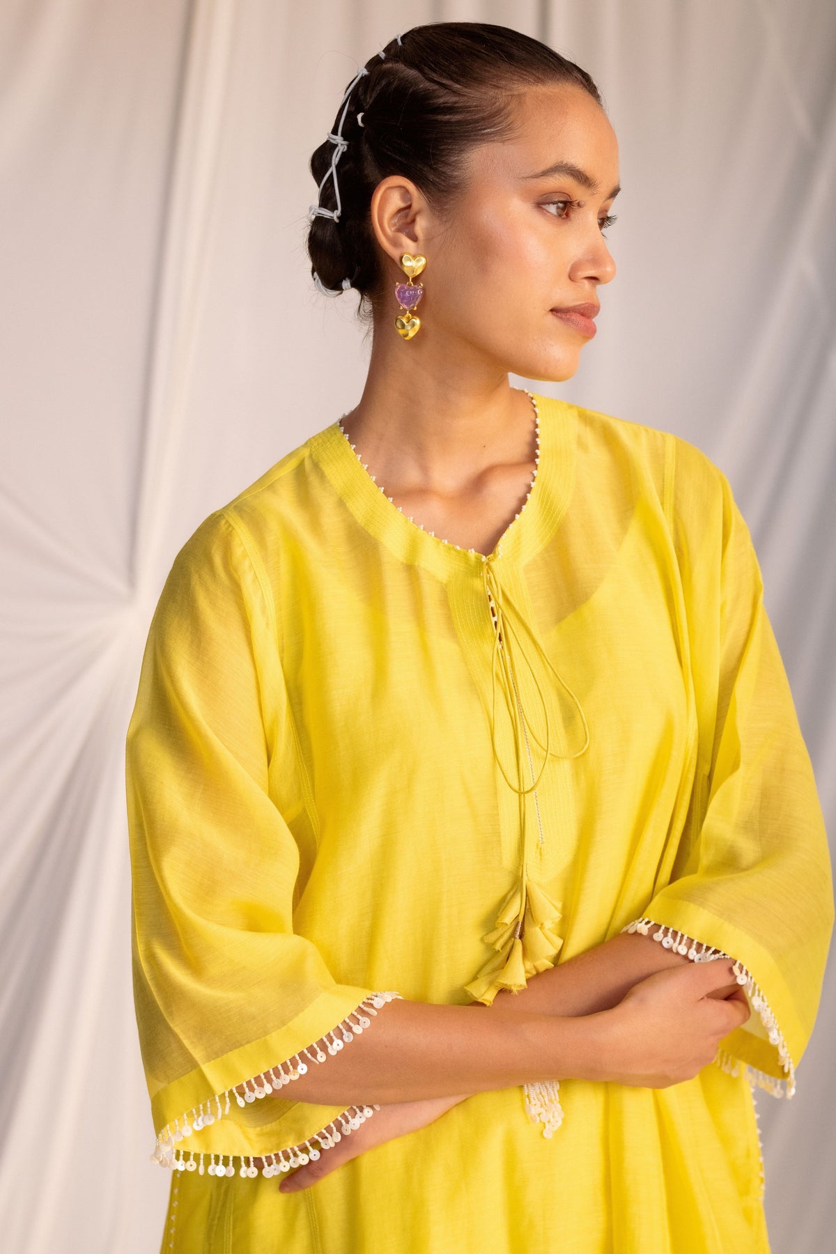 Lime Green Embroidered Tunic Set