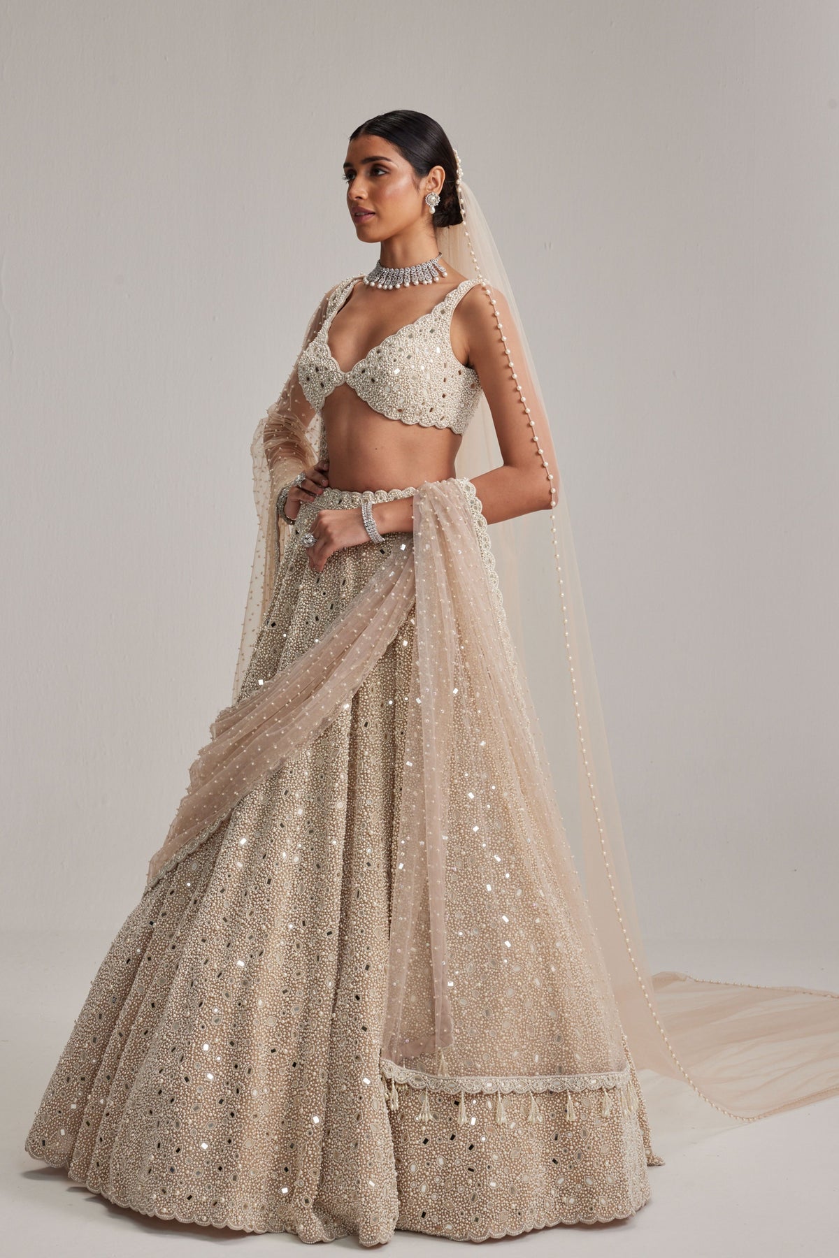 Light Beige Lehenga Set
