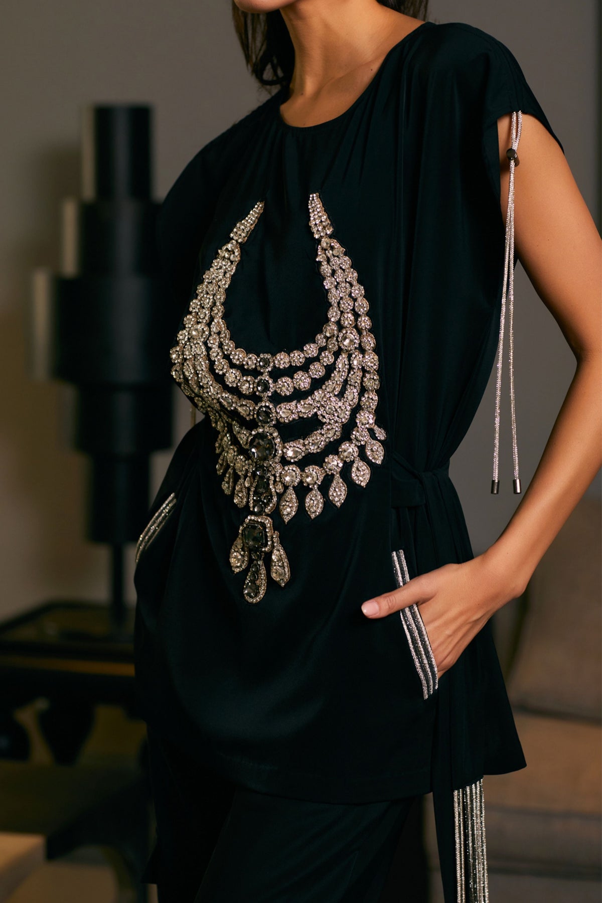 Black Necklace Co-ord Set