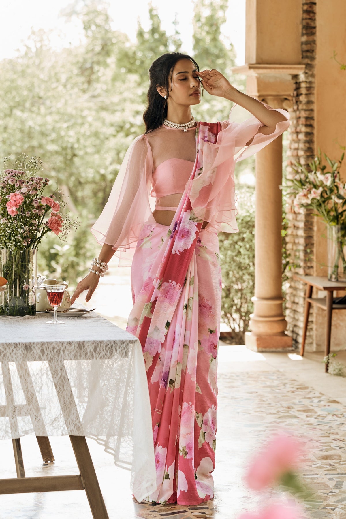 Alea Berry Pink Ombre Saree