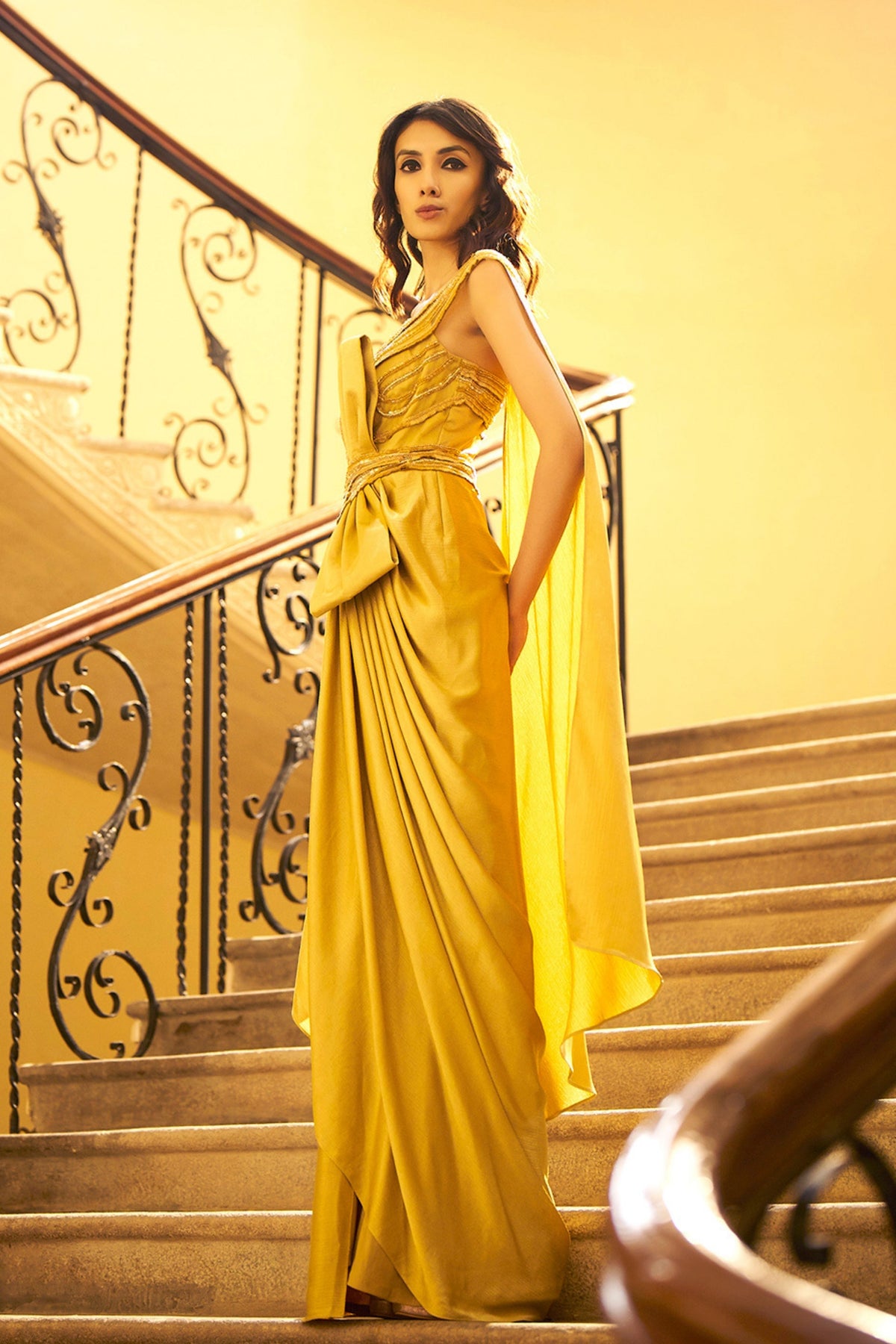 Calliste Mustard Saree