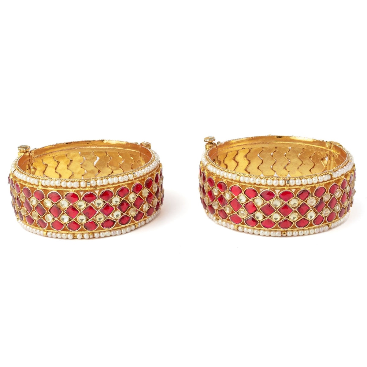 Gold Plated Red Bangles