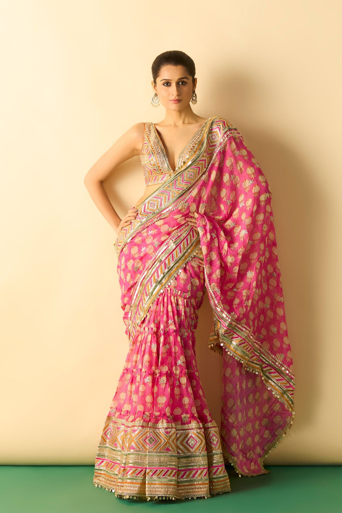 Jasleen Pink Saree Set