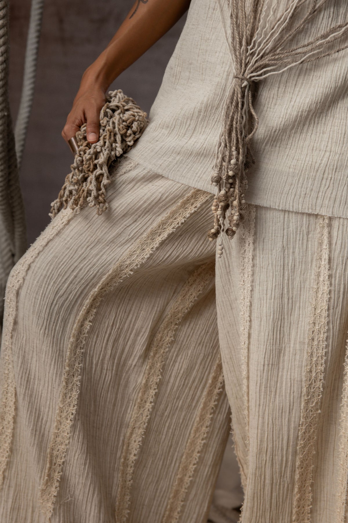 Ivory Crushed Trousers