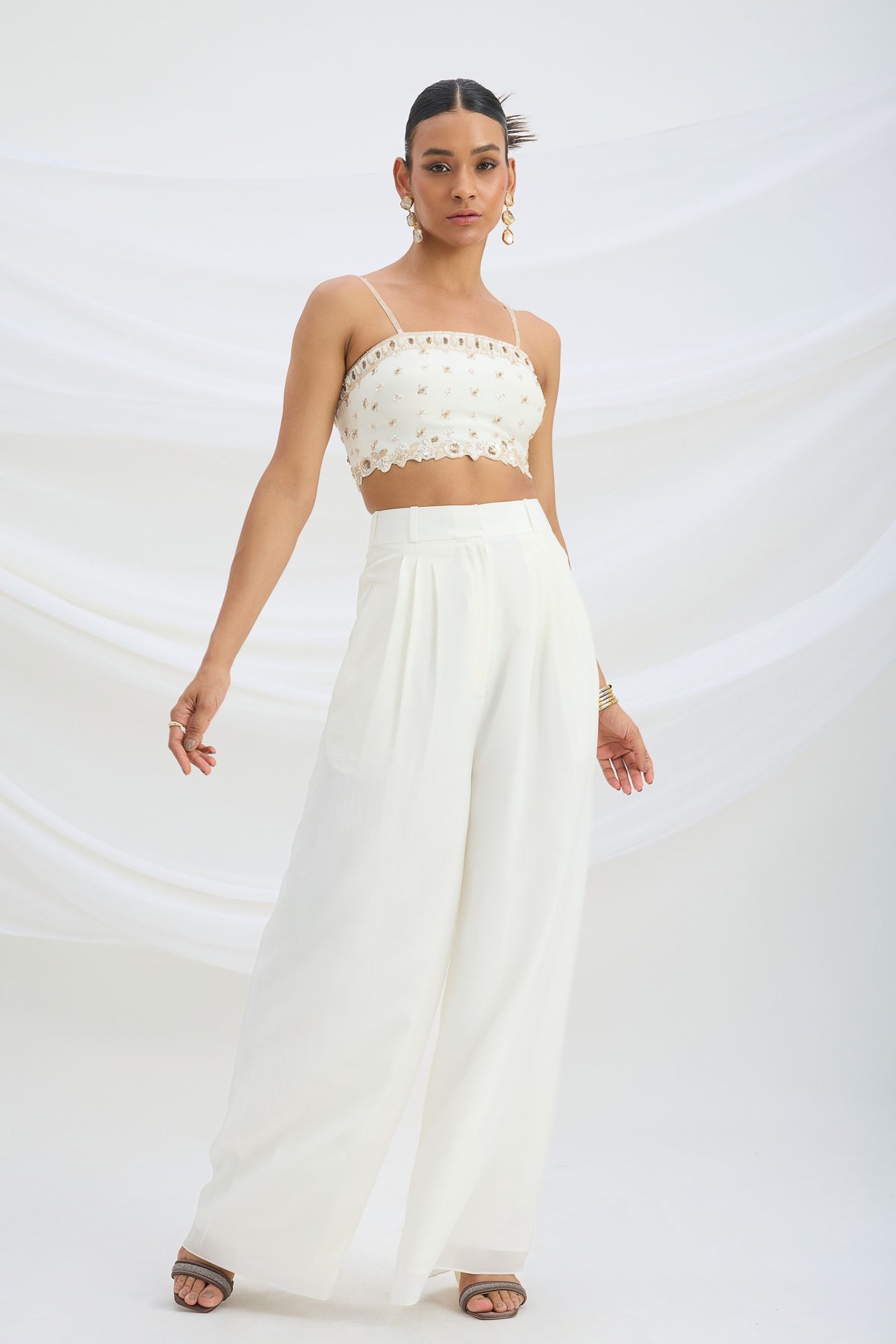 Ivory Embroidered Cord Set
