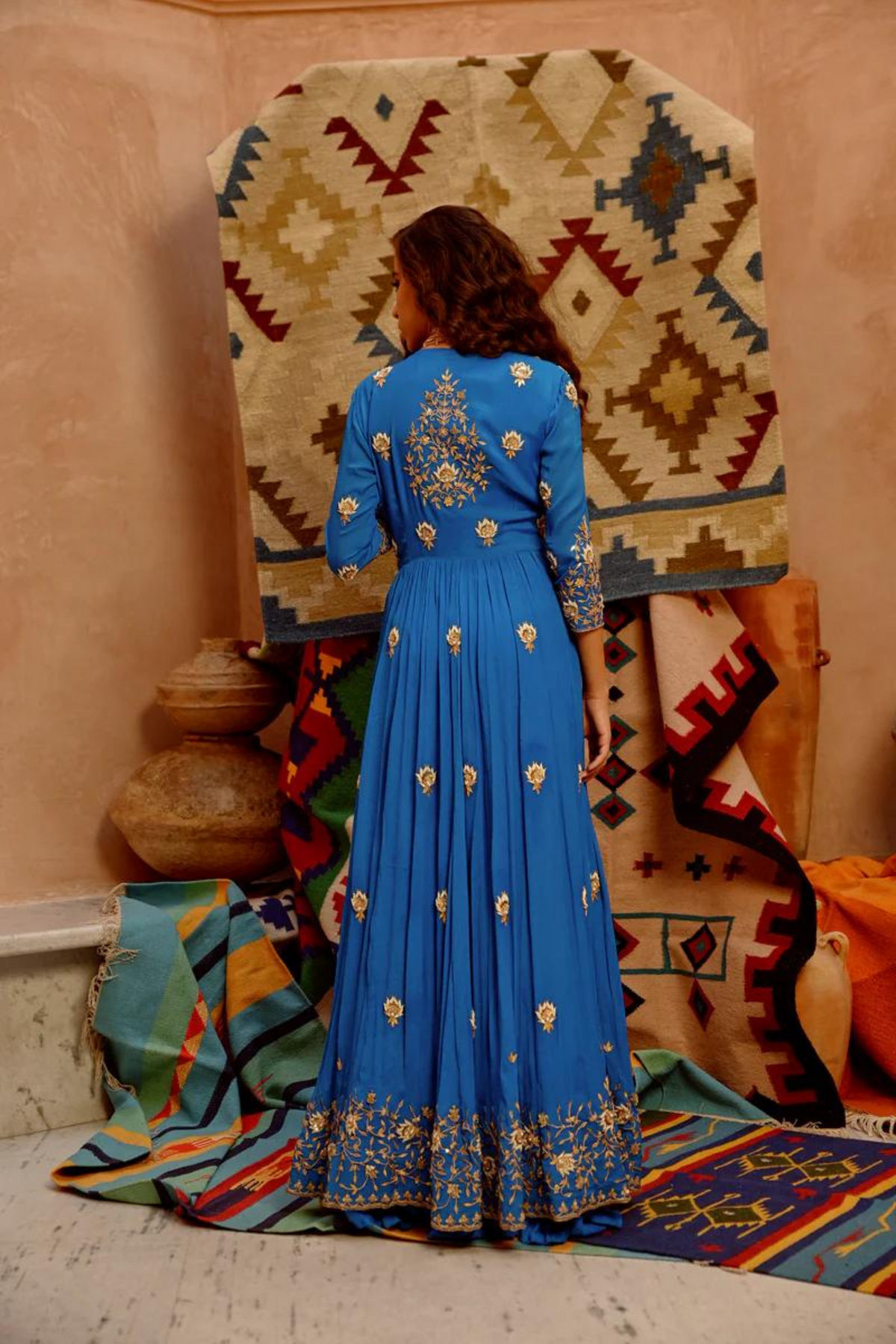 Cobalt Blue Anarkali Set