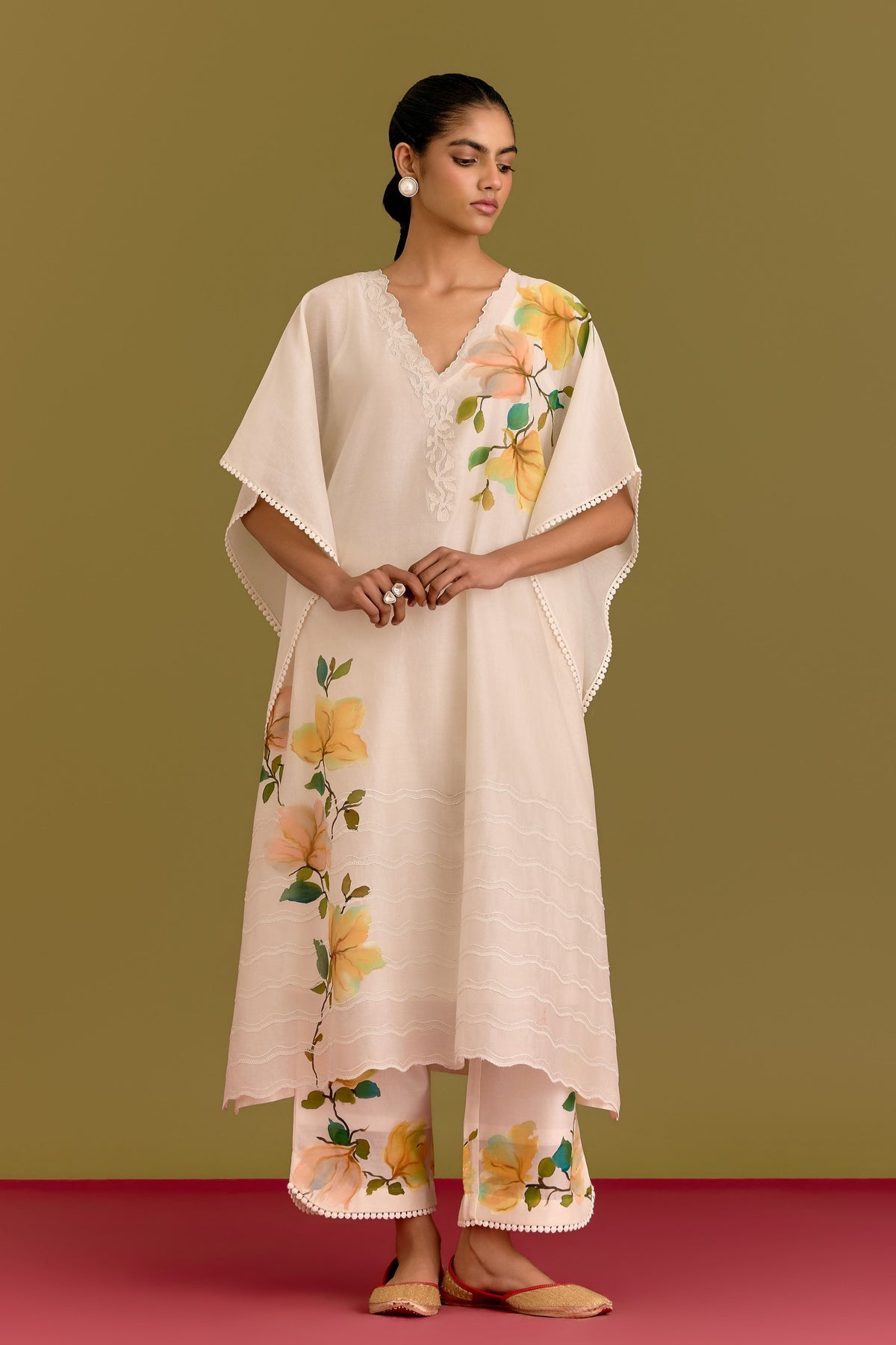 Ivory Hand Paint Kaftan Set