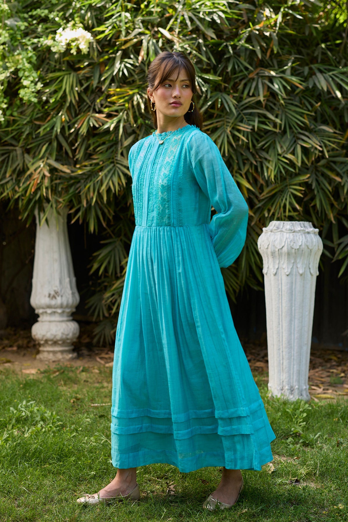 Wander Trail Blue Embroidered Dress