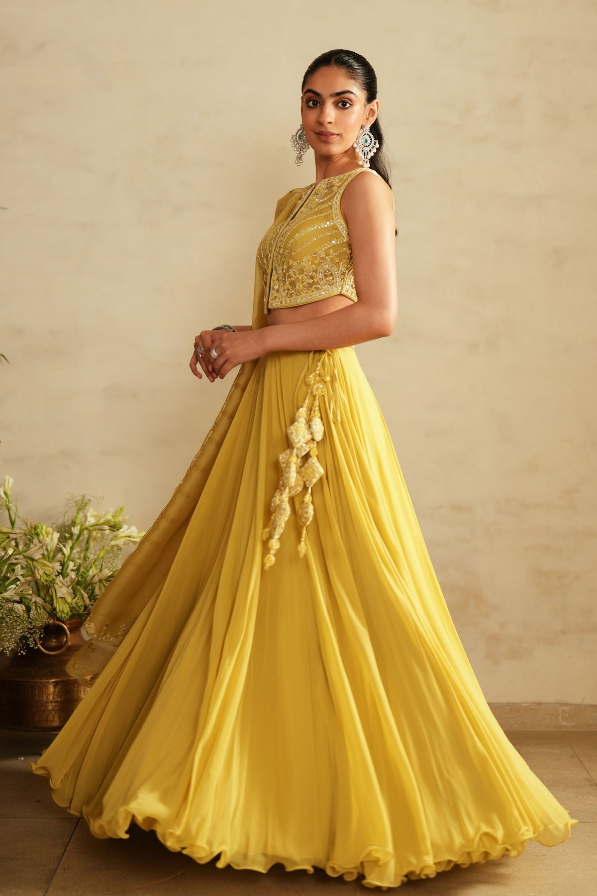 Lemon Yellow Jacket Lehenga Set
