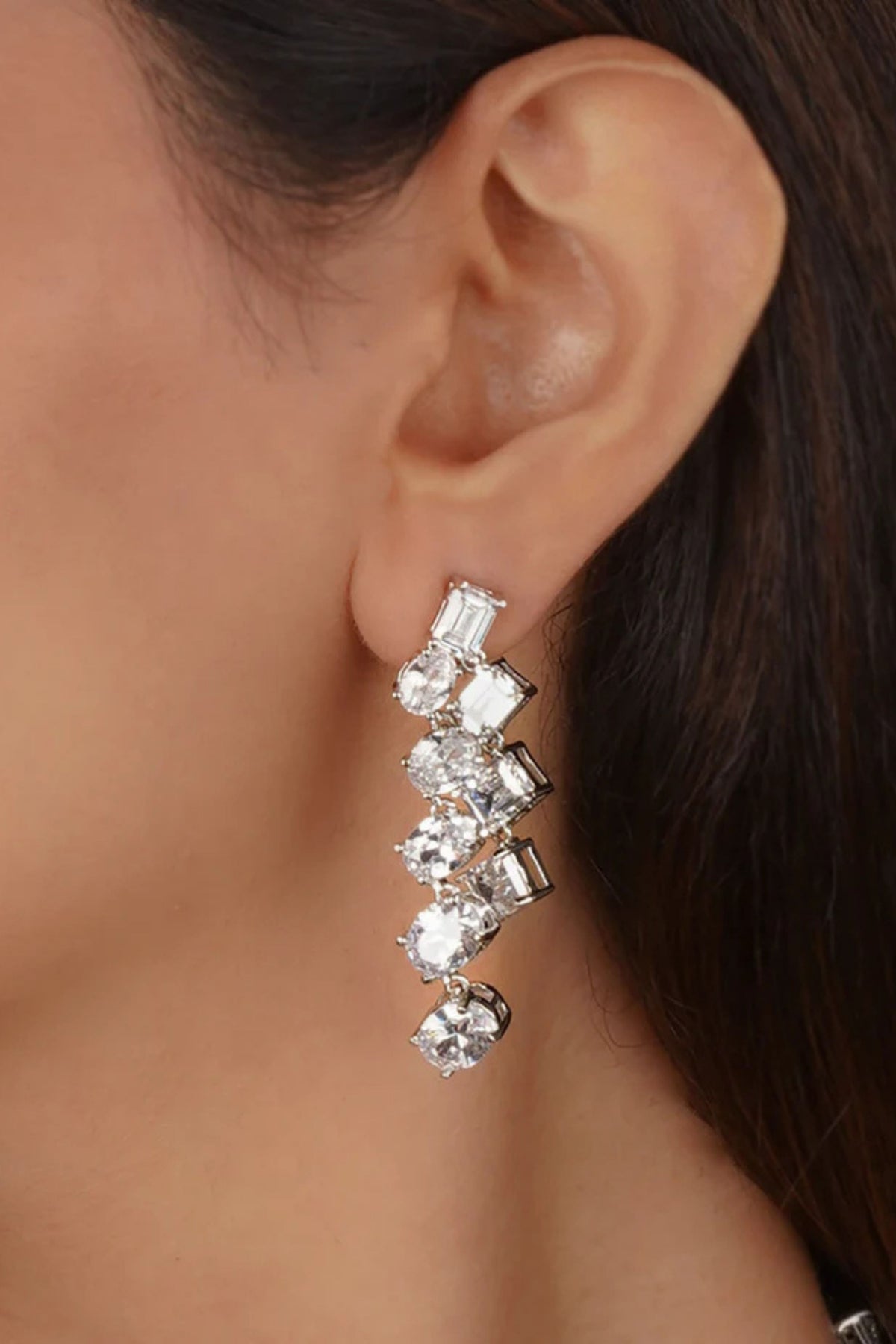 White Faux Diamond Necklace Set
