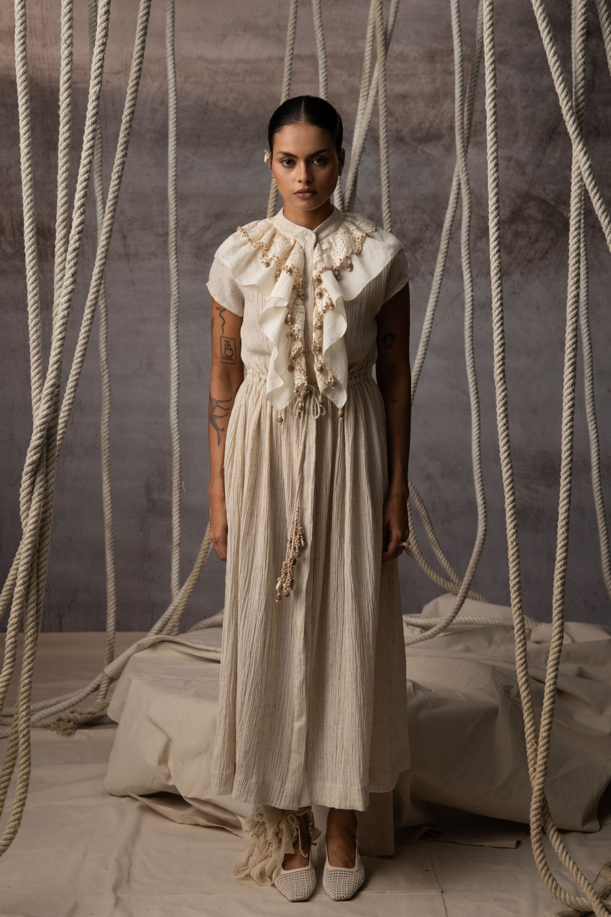 Ivory Flounce  Dress