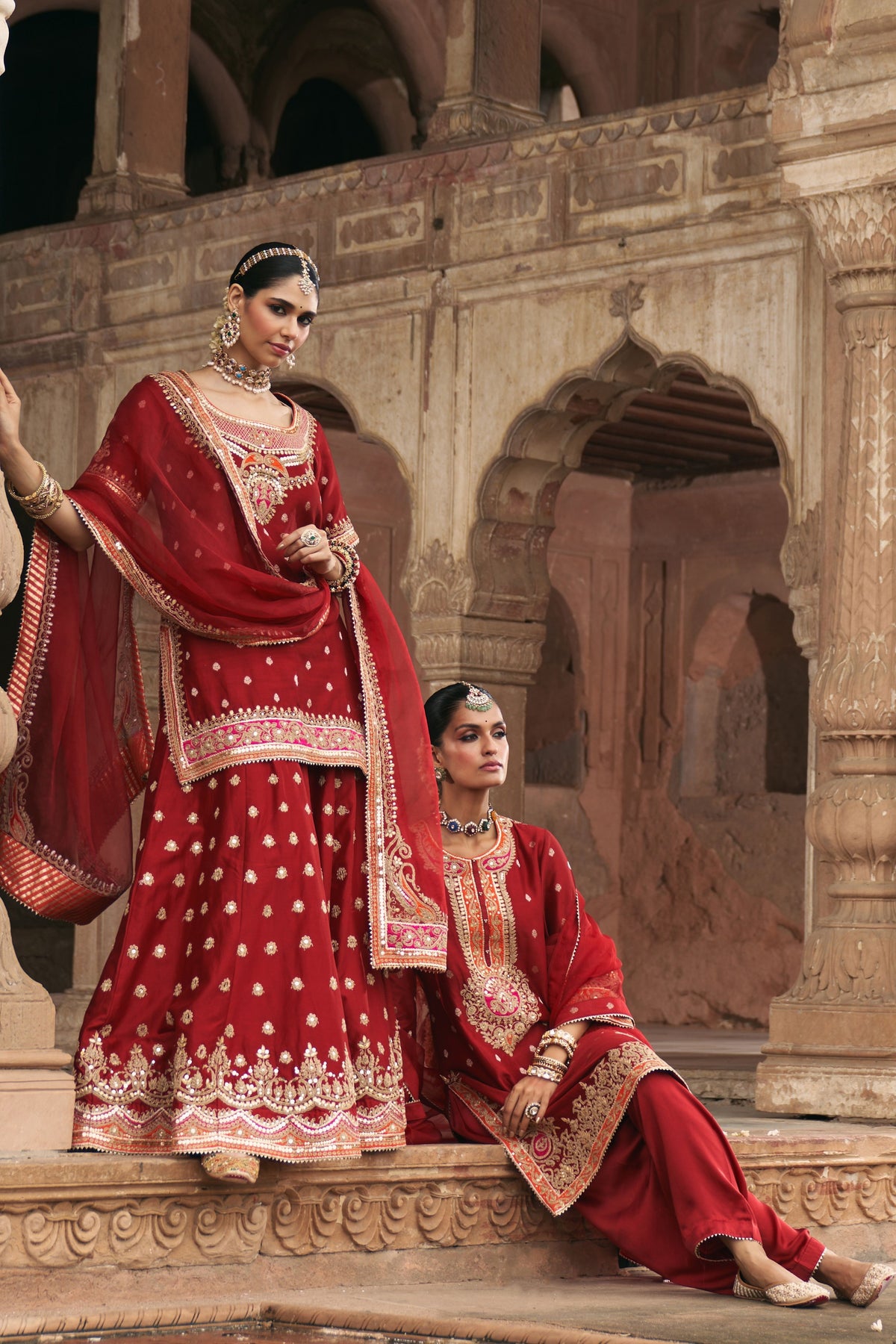 Samreen Red Sharara Set