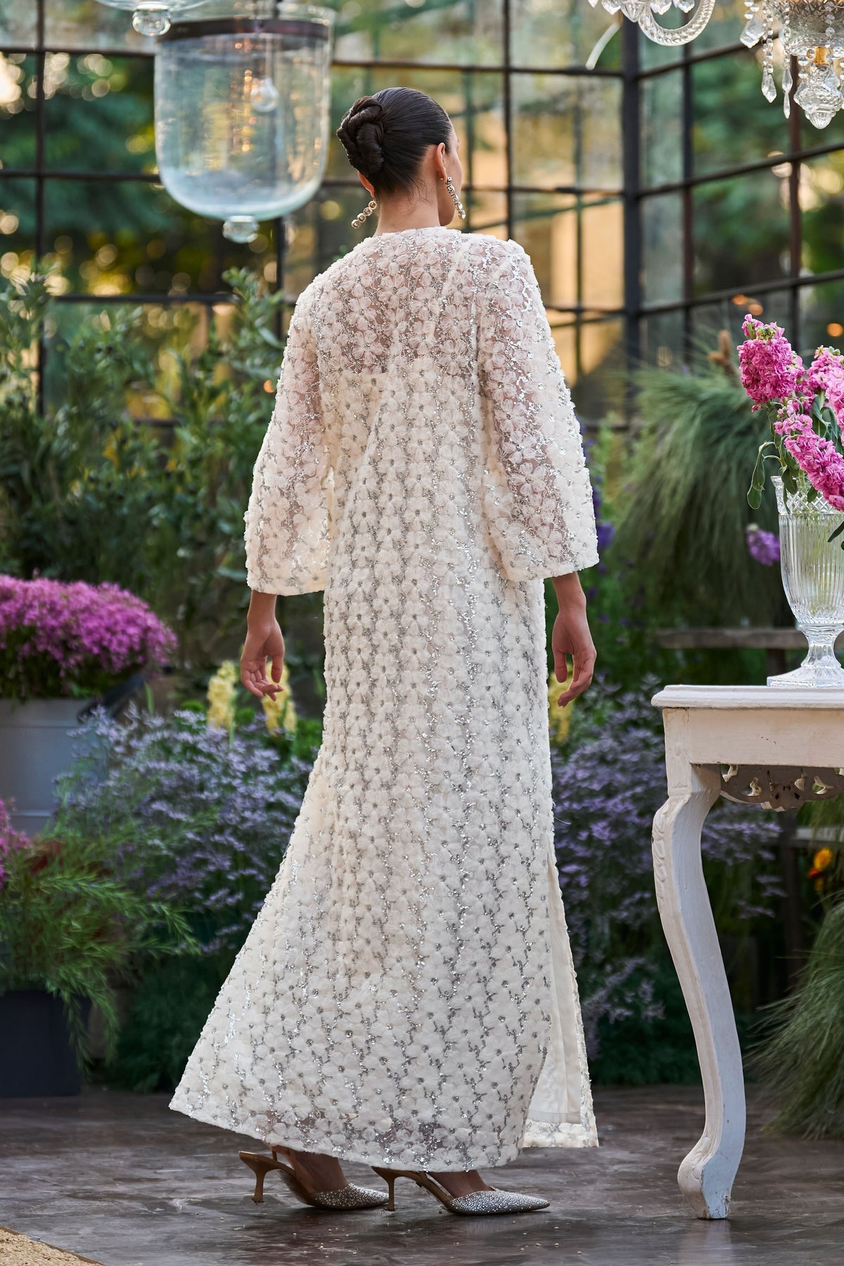 Sequin Embroidered Kaftan Dress