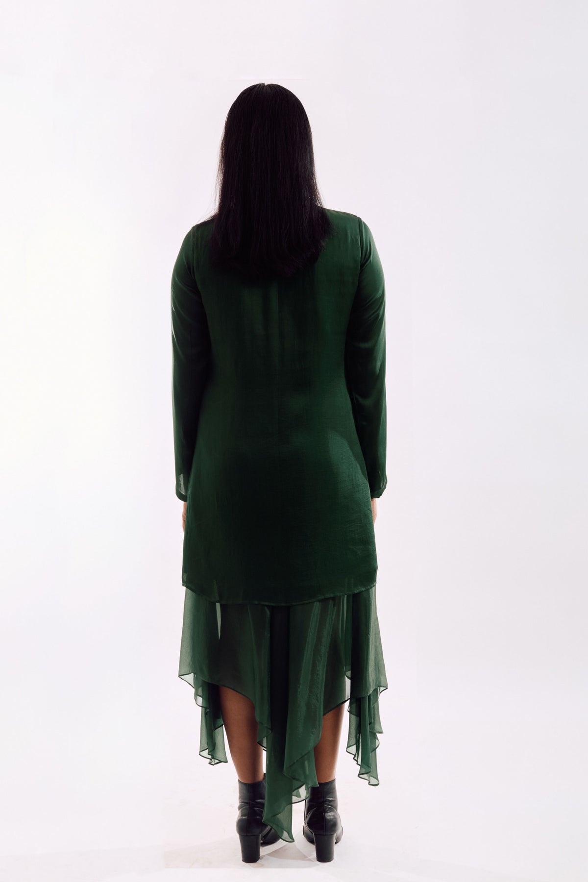 Green Organza Jacket  Dress Set