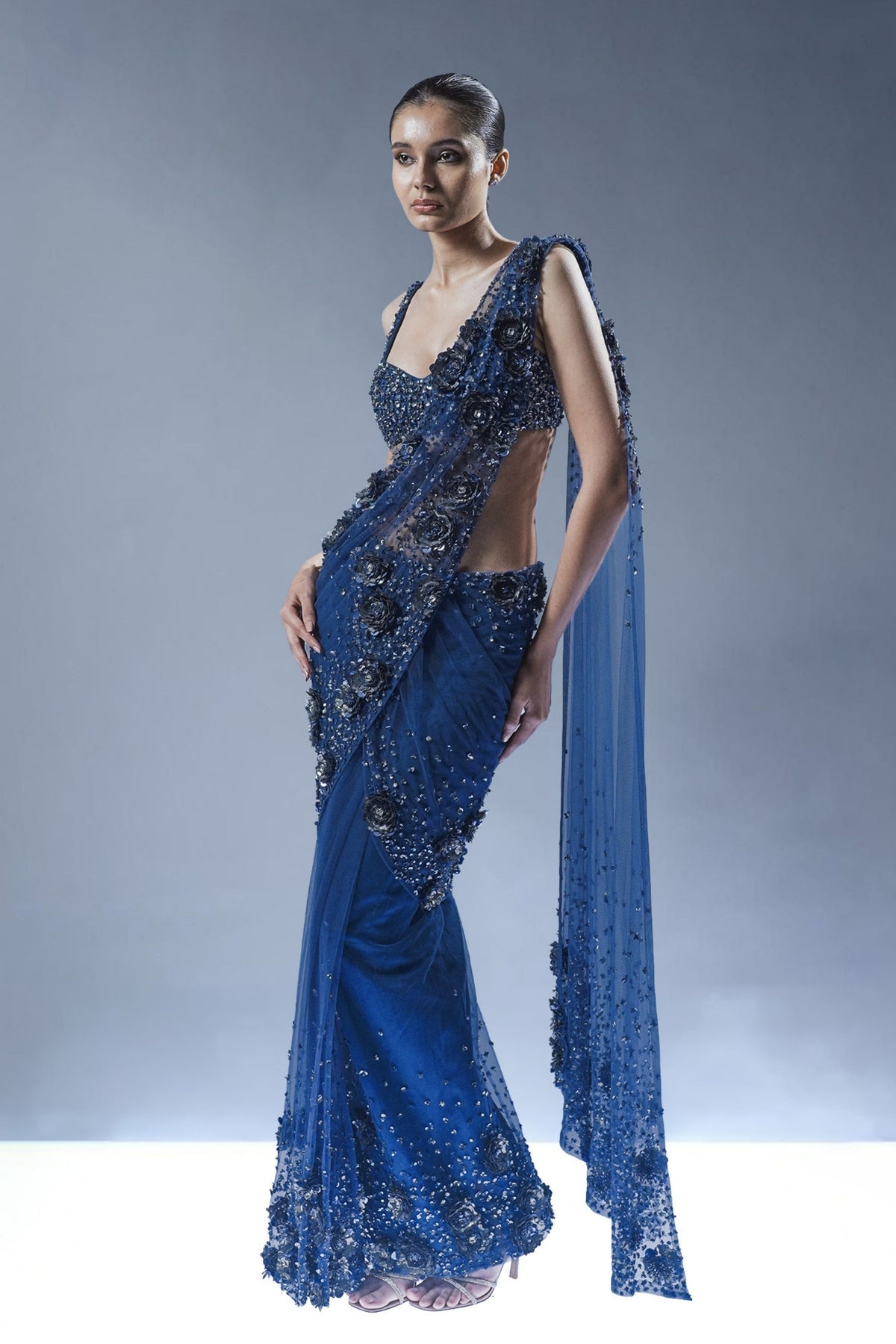 Abyssal Bloom Saree