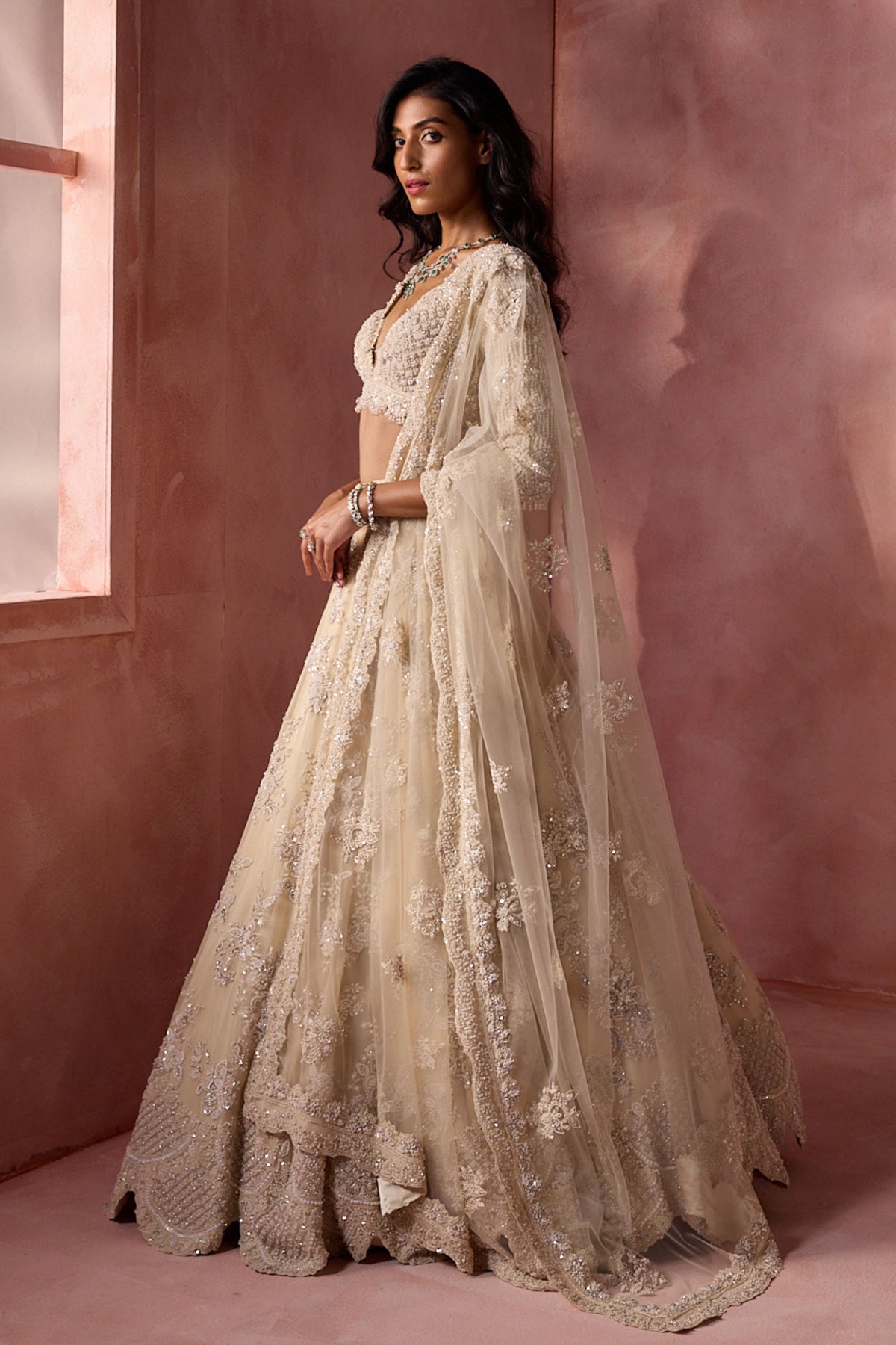 Ivory Organza lehenga Set