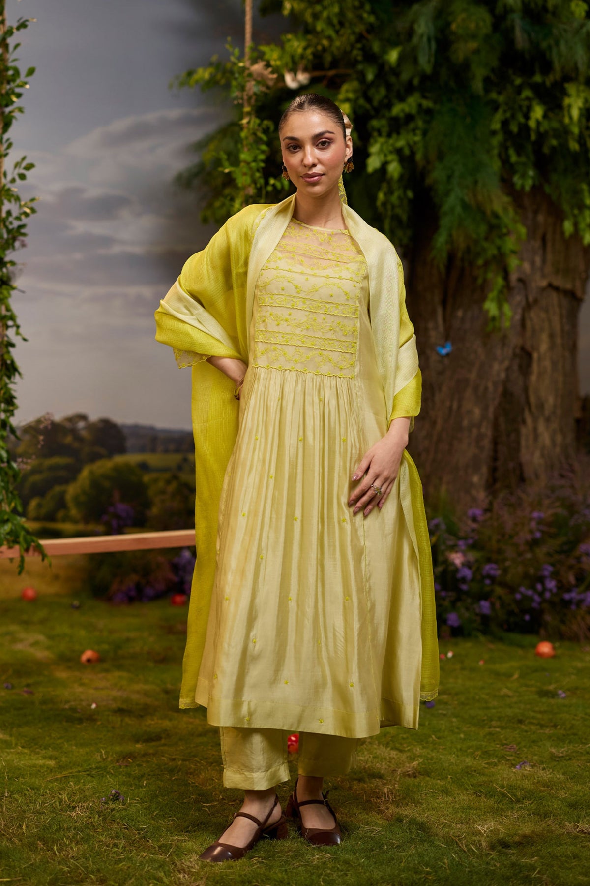 Woodland Stories Embroidered Yellow Kurta Set