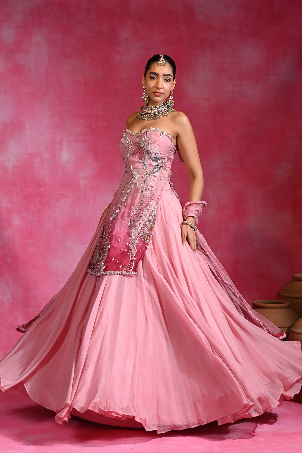 Gulabi Sitara Skirt Set