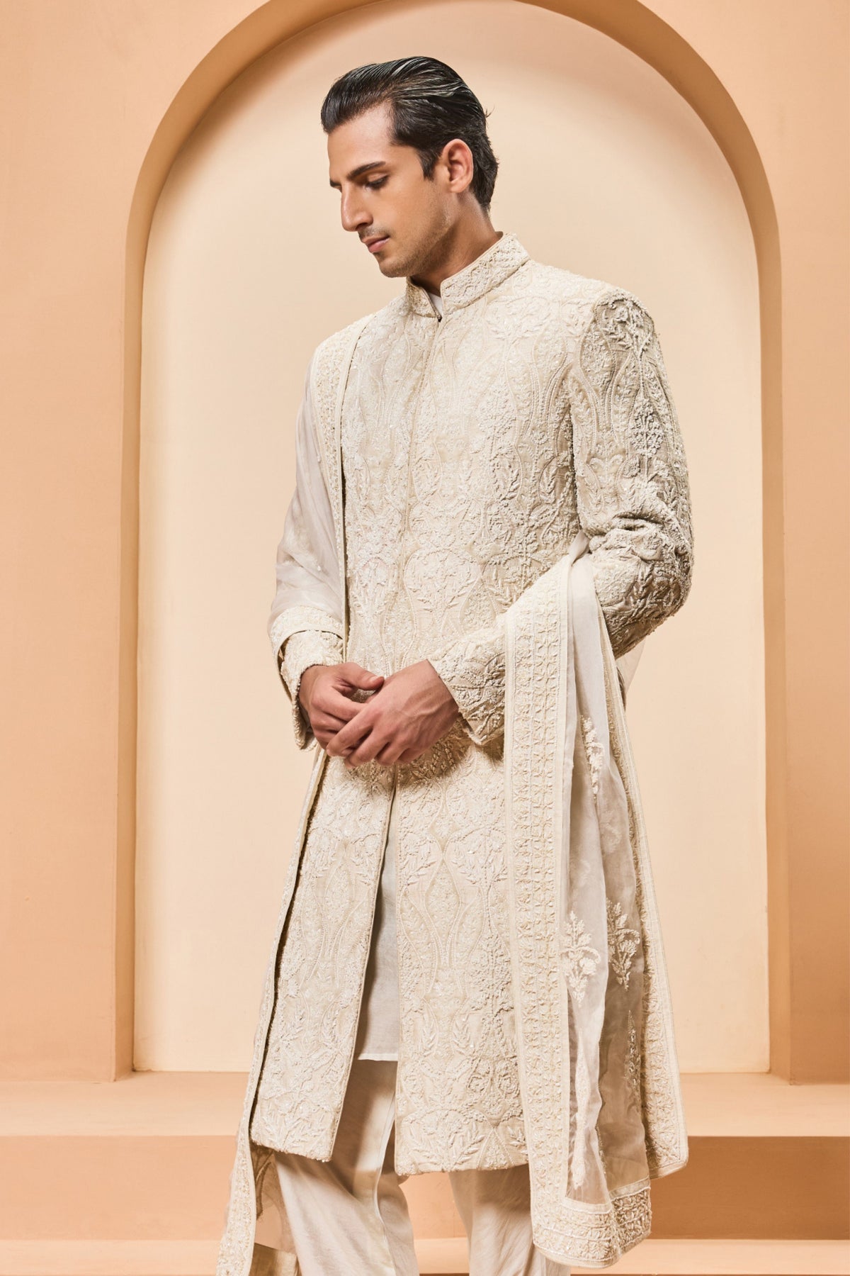 Appliqué Pearl Sherwani Set