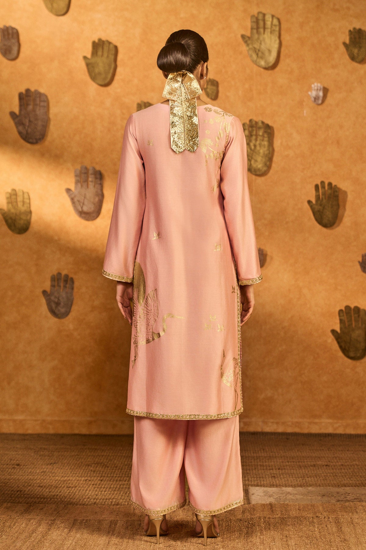 Baby Pink Crane Kurta Set