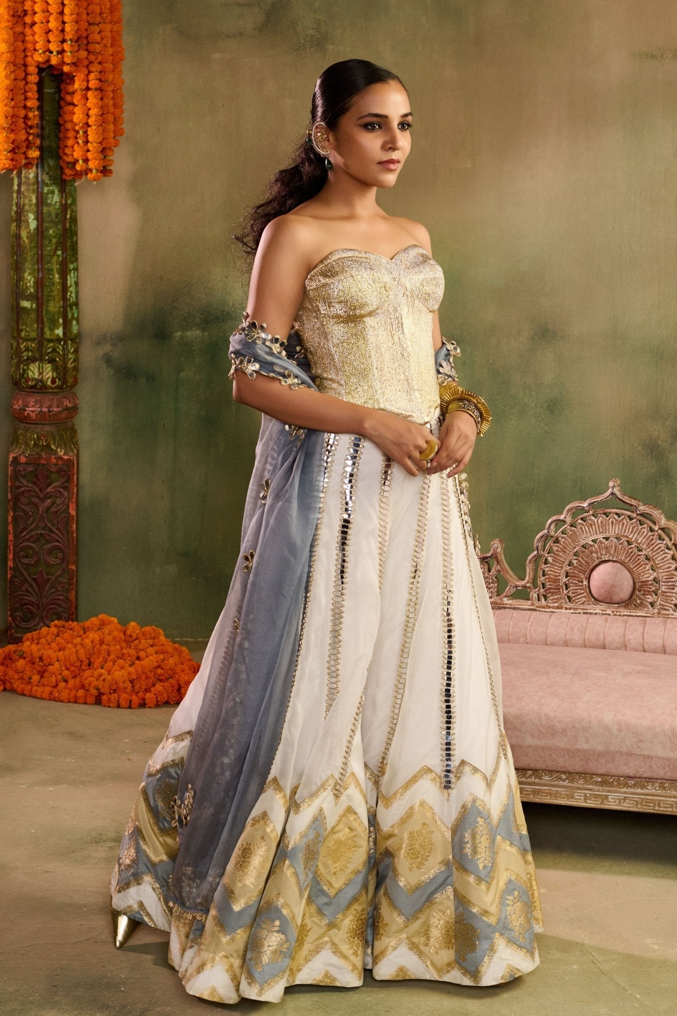 Chamkeeli Ivory Sharara Set - Reeti Arneja - Elahe