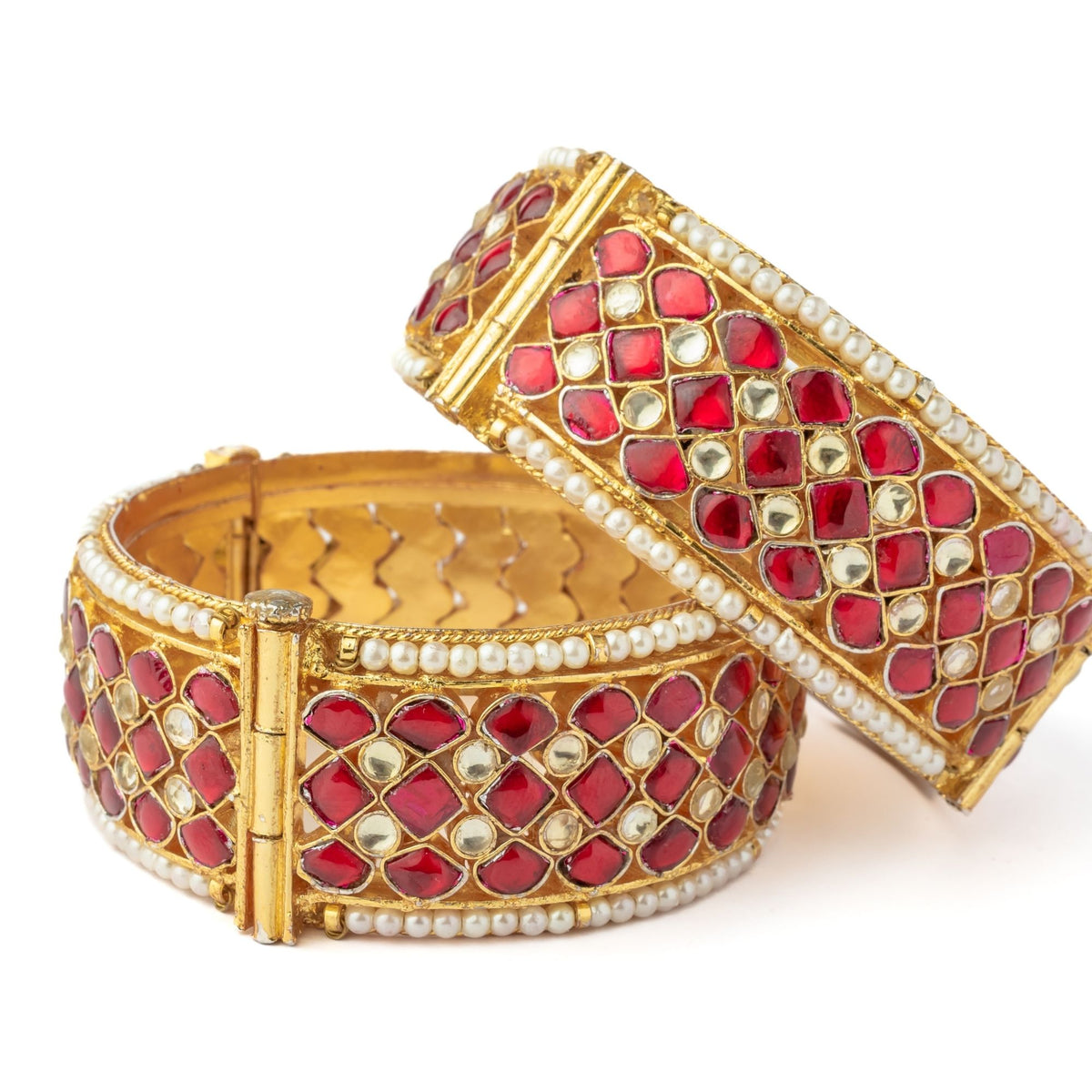 Gold Plated Red Bangles