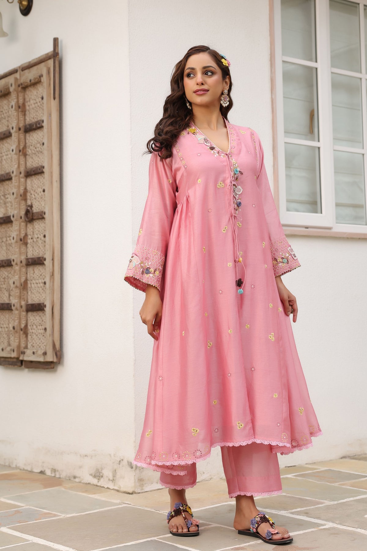 Gulzar Pink Kalidaar Set