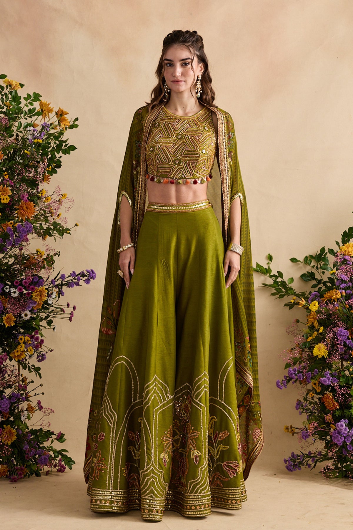 Raiba Green Cape Set