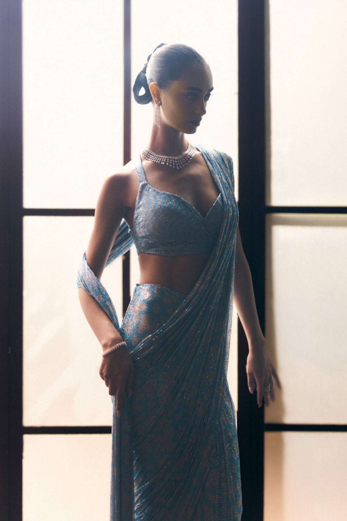 Lagoon Drape Saree Set