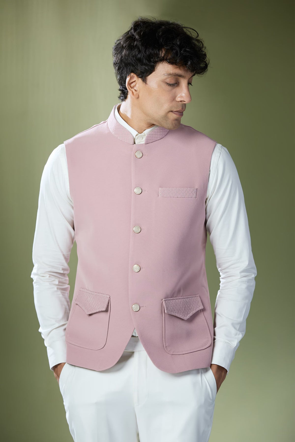 Dusty Pink Nehru Jacket Set