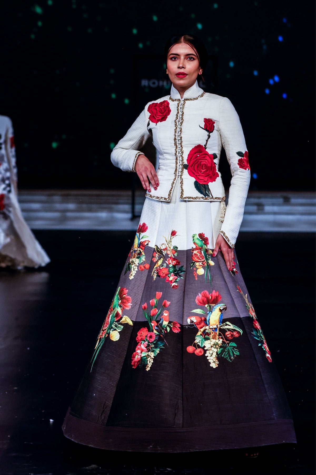 Short Jacket With Embroidered Skirt Set