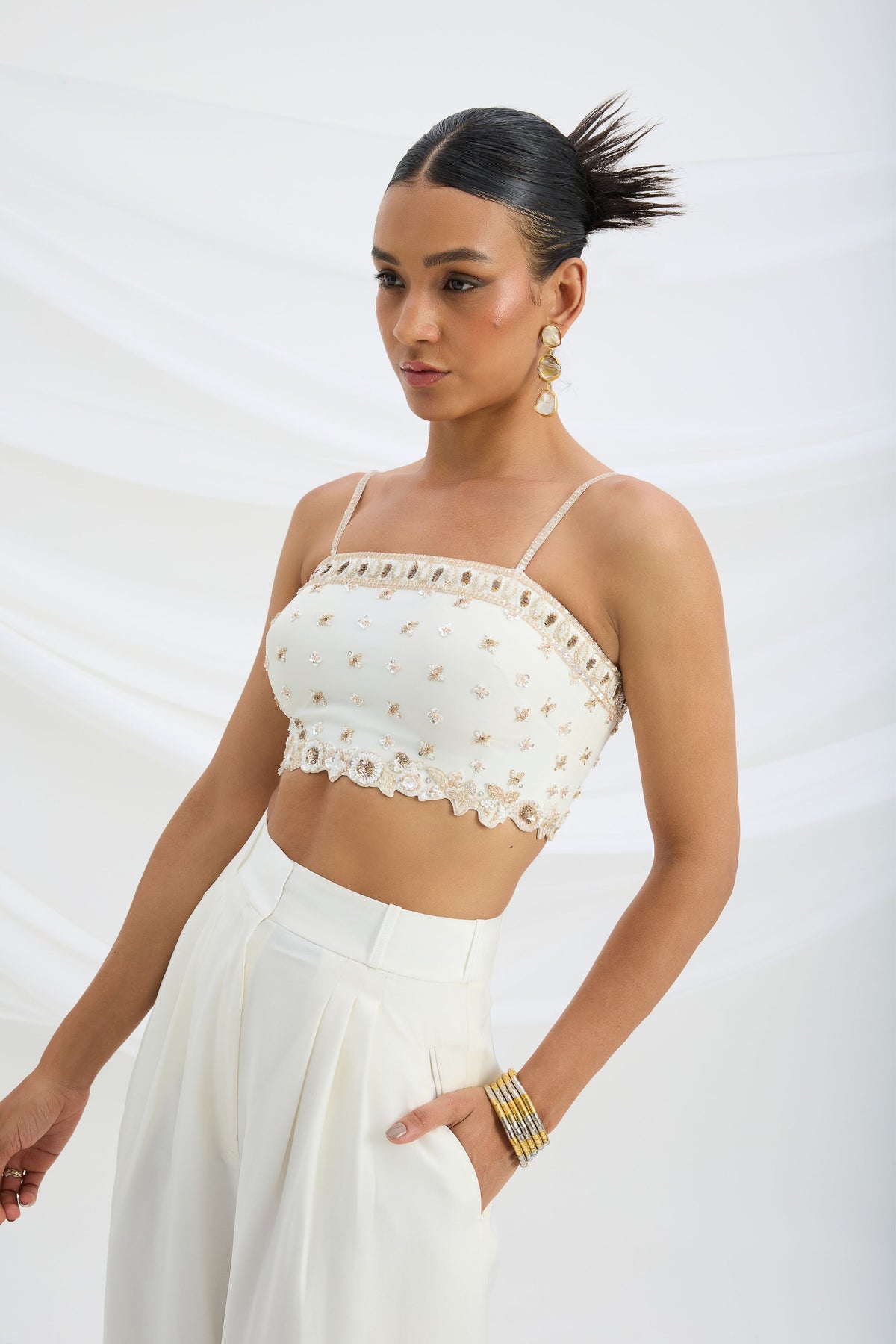 Ivory Embroidered Cord Set