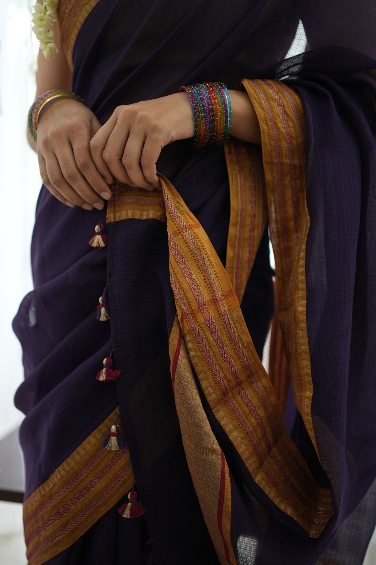 Pratima Heritage Tassel Purple Saree