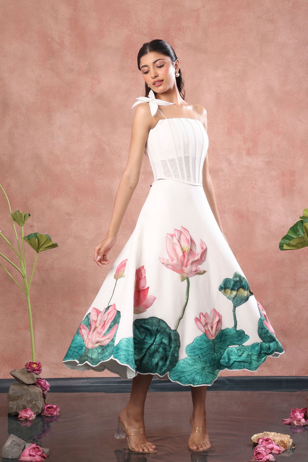 Printed Skirt Corset Flower Set
