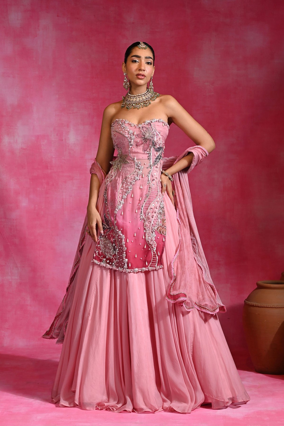 Gulabi Sitara Skirt Set
