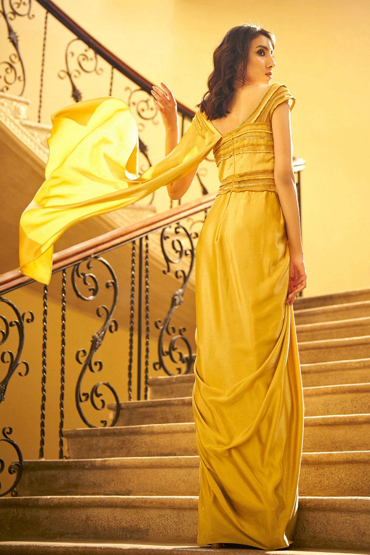 Calliste Mustard Saree