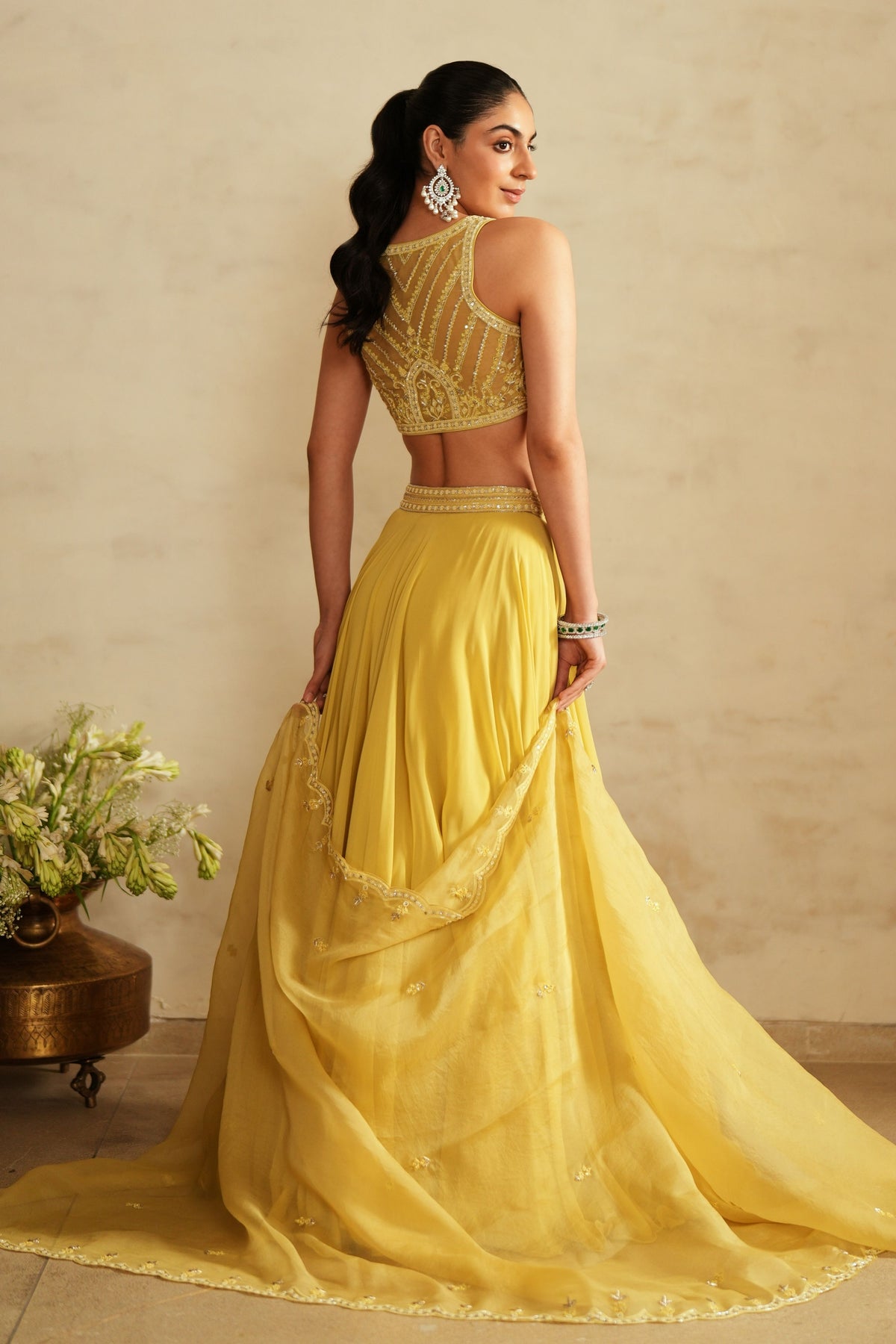 Lemon Yellow Jacket Lehenga Set