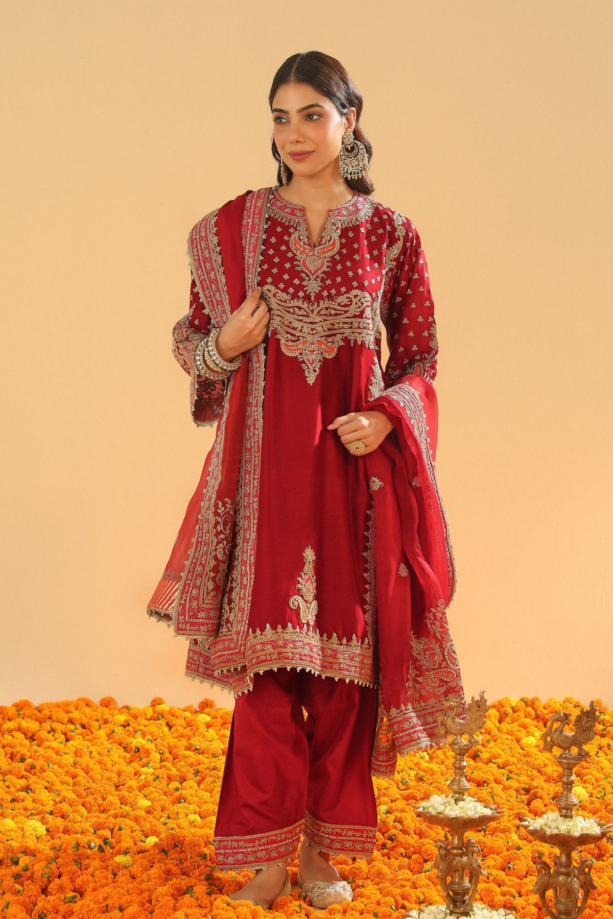 Deep Red Kurta Set