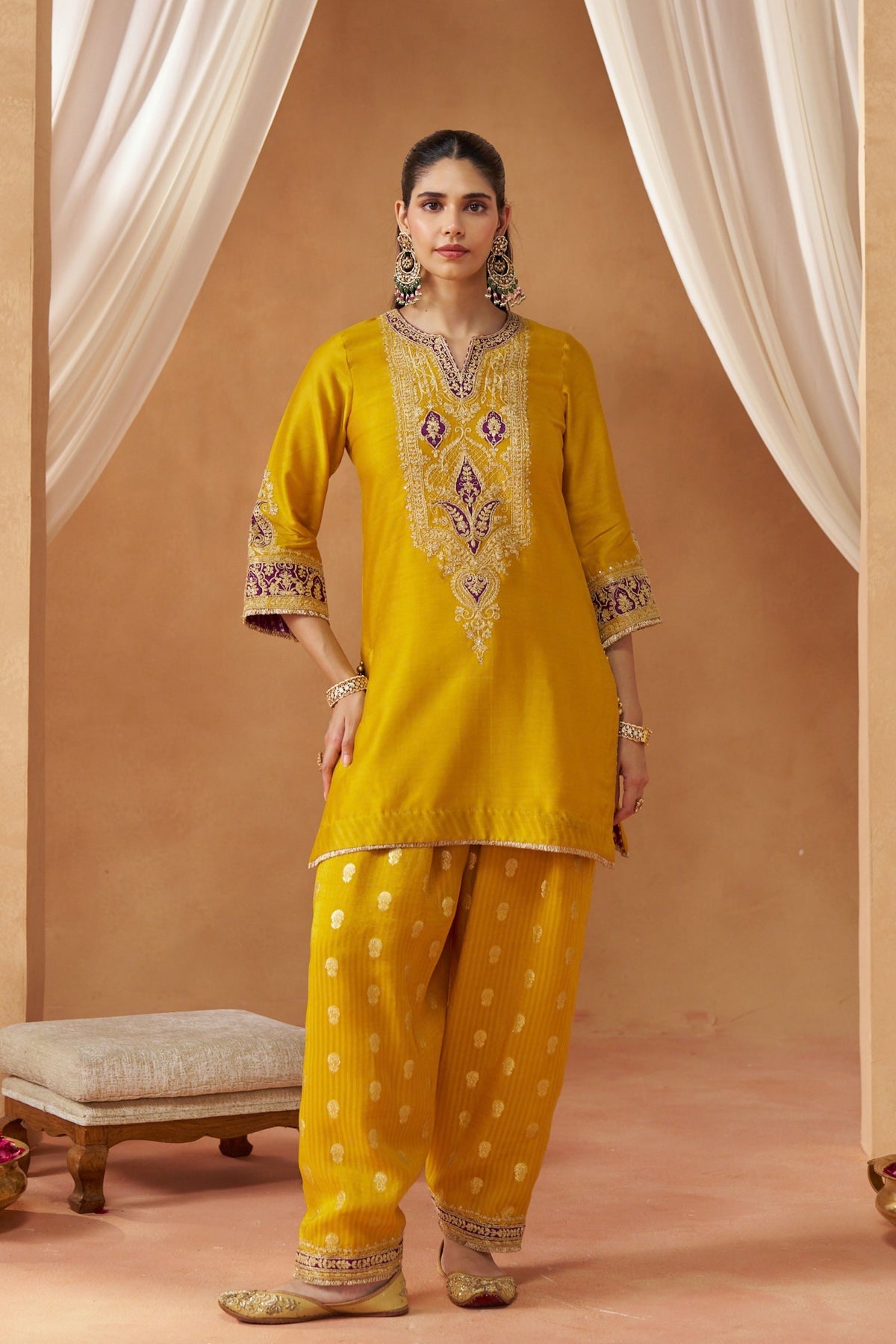 Adeela Mustard Kurta Set