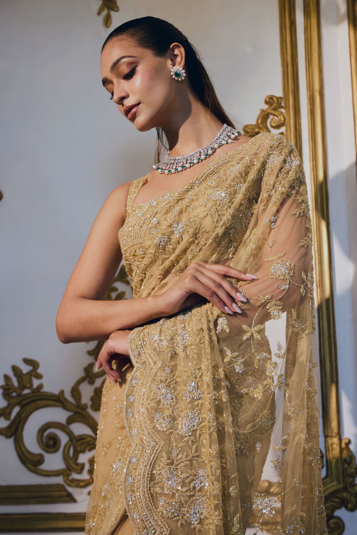 Liquid Gold  Saree Set