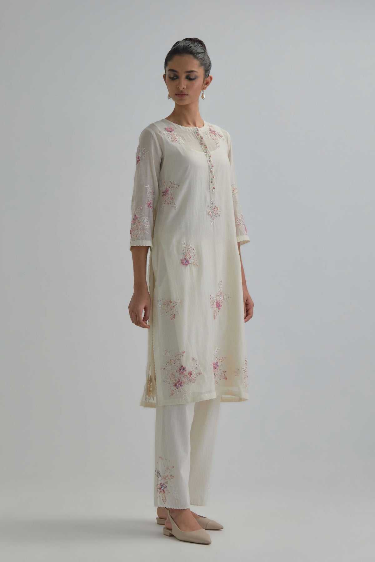 Pink Beaded Kurta Set