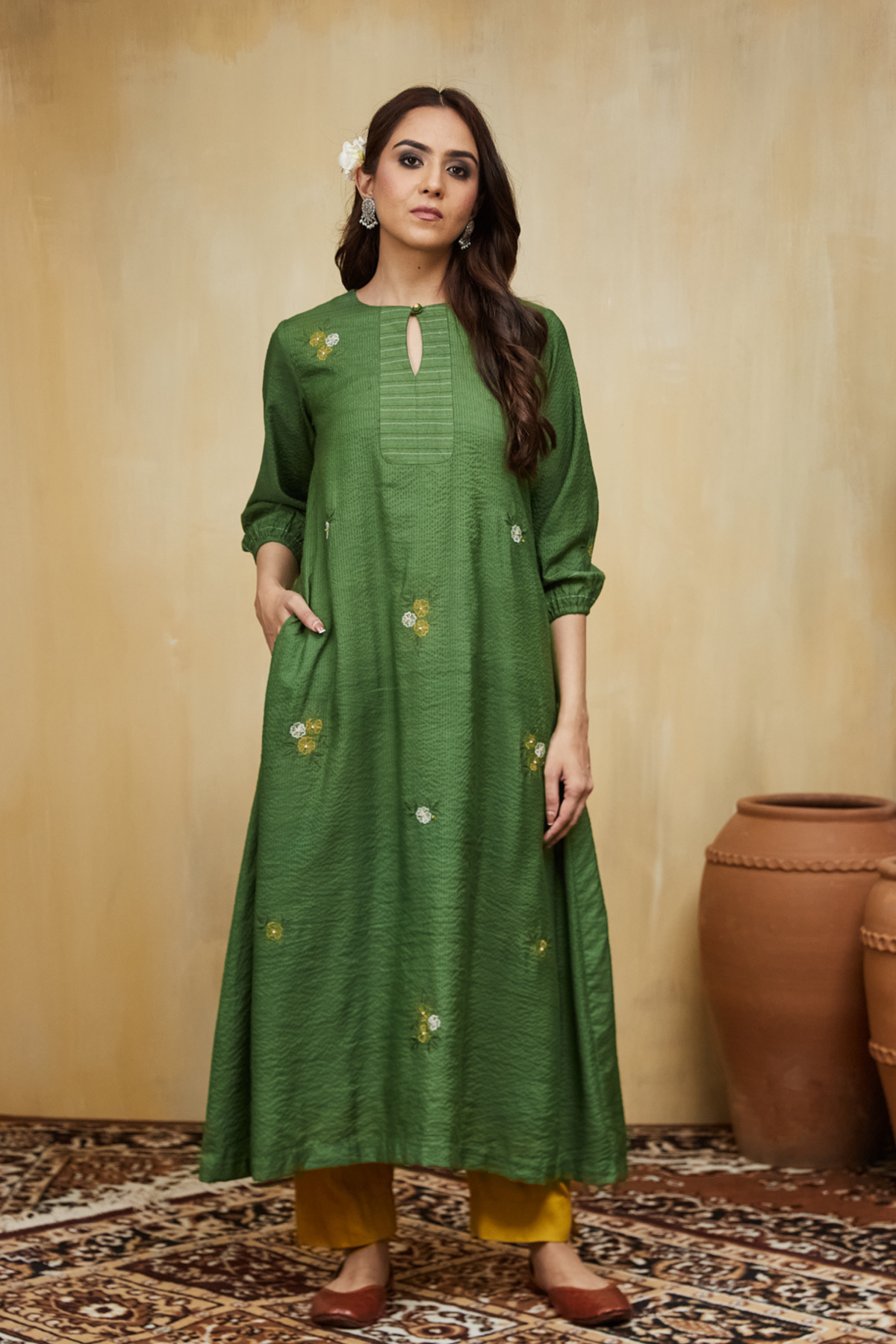 Garden Green Gardenia Cotton Kurta Set