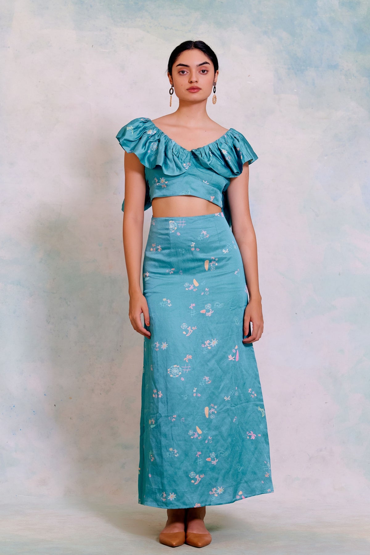 Edith Sea Blue Co-ord Set