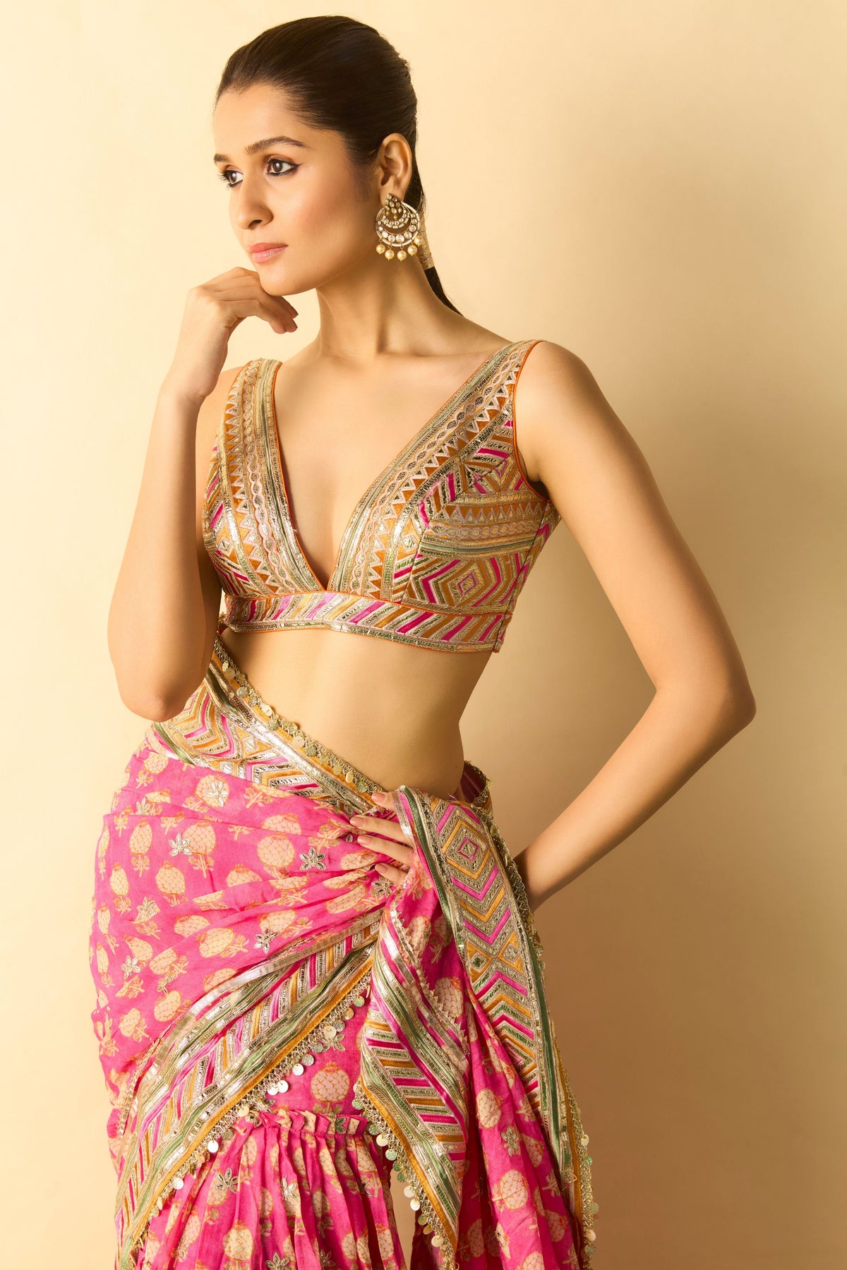 Jasleen Pink Saree Set